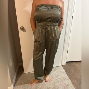 Camo Green Silk Jumpsuit